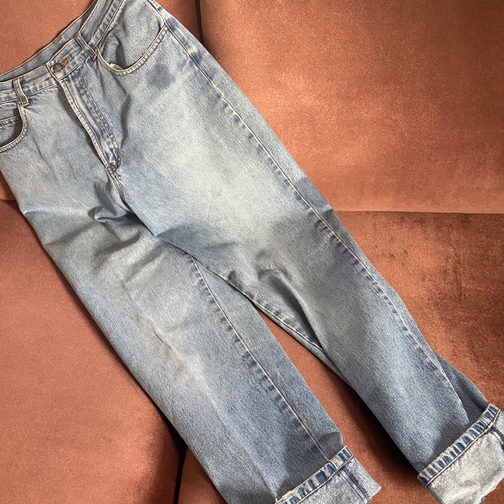 Bushwacker vintage high waisted worn denim jeans.